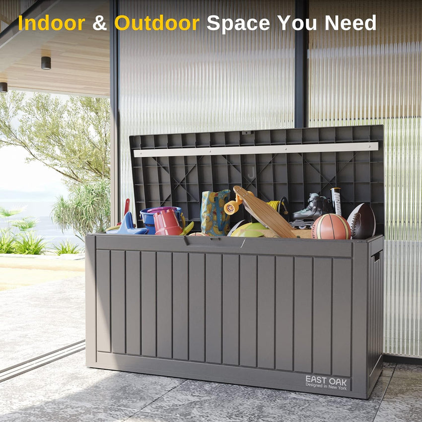 230 Gallon Deck Box. Outdoor Storage Box with Padlock