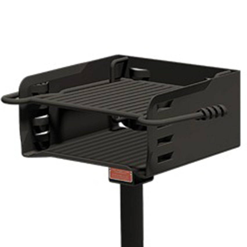 Pilot Rock Park Style Steel Outdoor BBQ Charcoal Grill and Post. Black