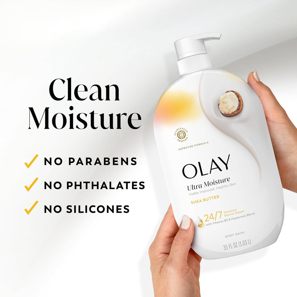 Women's Body Wash – Deeply Moisturizing. Shea Butter Scent. Volume: 35 fl oz (approx. 1.03 L).