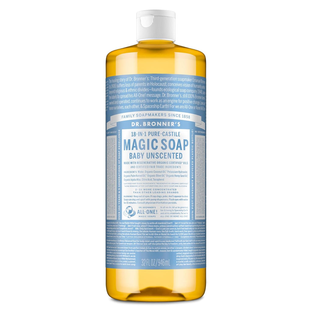 Pure Castile Magic Liquid Soap (Baby Unscented, 32 oz)