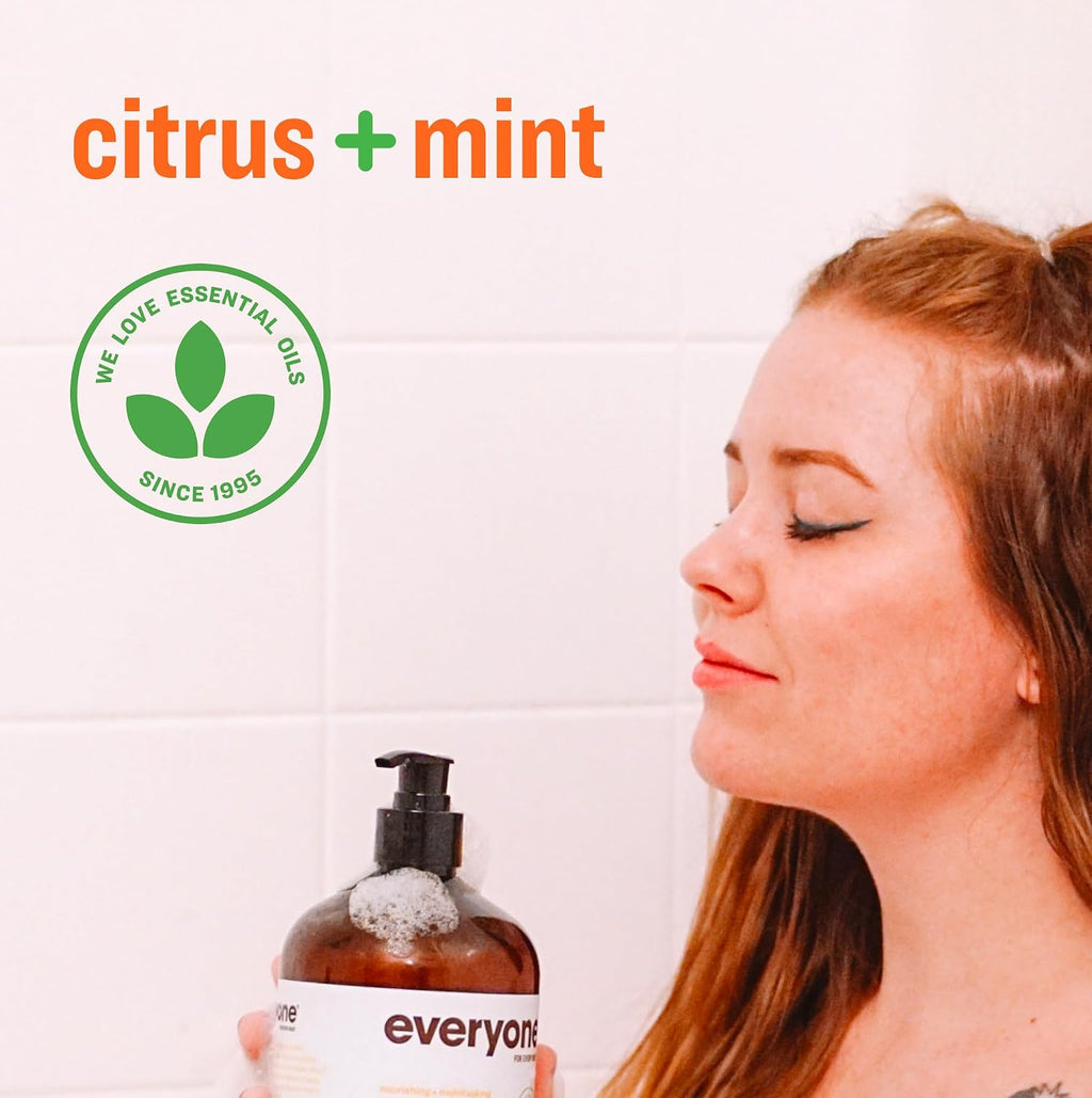 3-in-1 Body Wash (Body Wash, Bubble Bath, Shampoo), 32 oz (Pack of 2), Citrus Mint Scent, with Essential Oils, Unisex.
