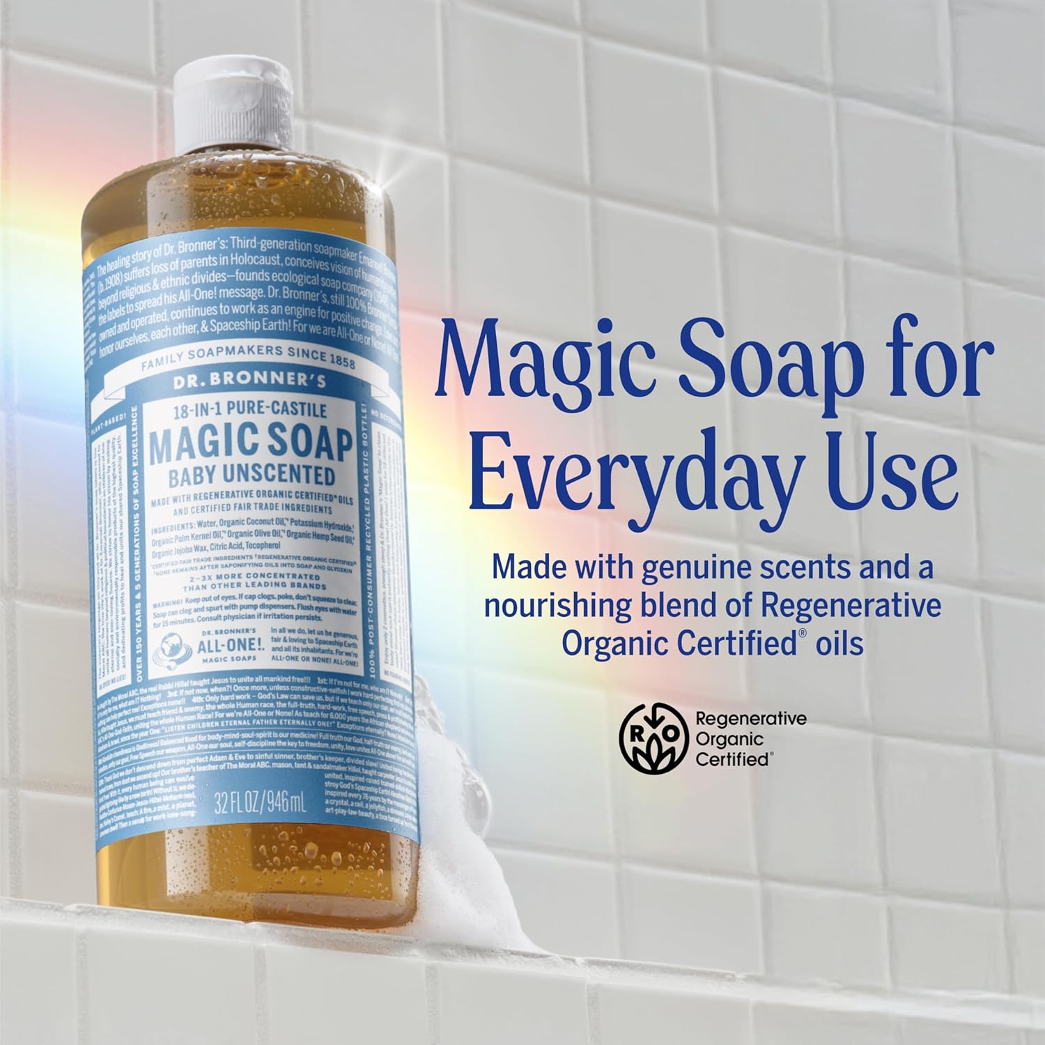 Pure Castile Magic Liquid Soap (Baby Unscented, 32 oz)