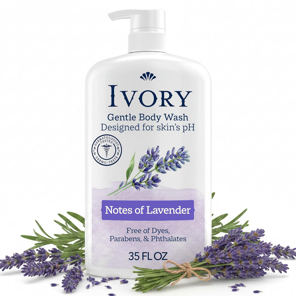 Body wash. Gentle formula. Lavender scent. 35 oz.