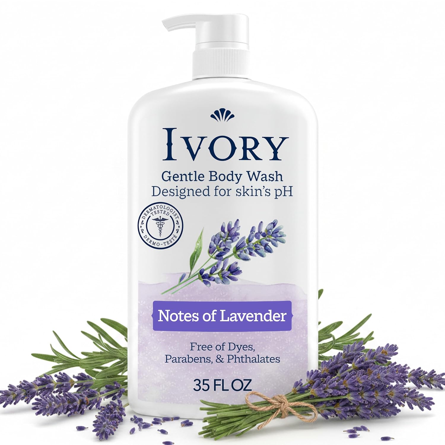 Body wash. Gentle formula. Lavender scent. 35 oz.